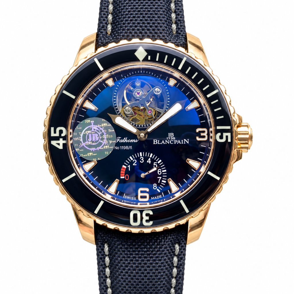 Blancpain Fifty Fathoms Tourbillon rose gold blue dial flying tourbillon power reserve limited edition No.1198