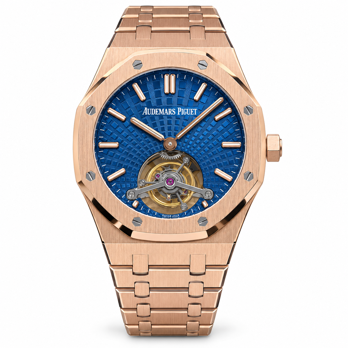 Audemars Piguet Royal Oak Tourbillon Rose Gold Blue Dial Bracelet