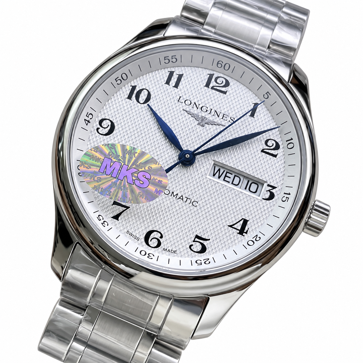 Longines Master Collection White Dial Day-Date Steel Bracelet Watch