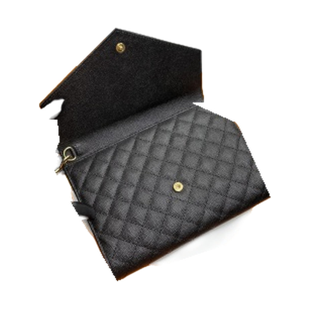 YSL Saint Laurent Envelope Clutch in Black Quilted Leather