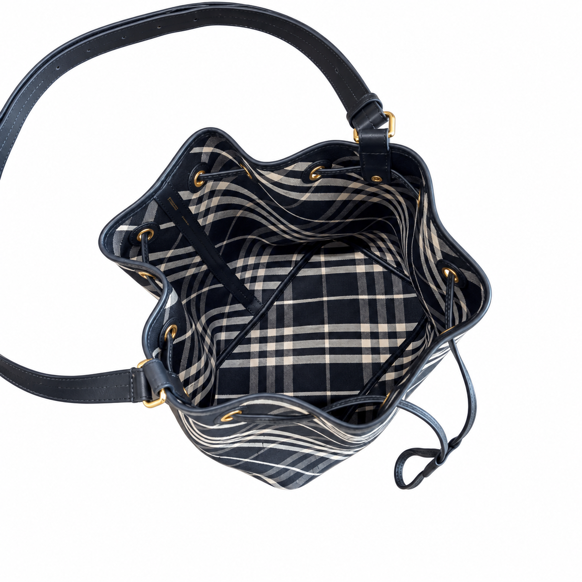 Burberry Heritage Black Check Bucket Bag