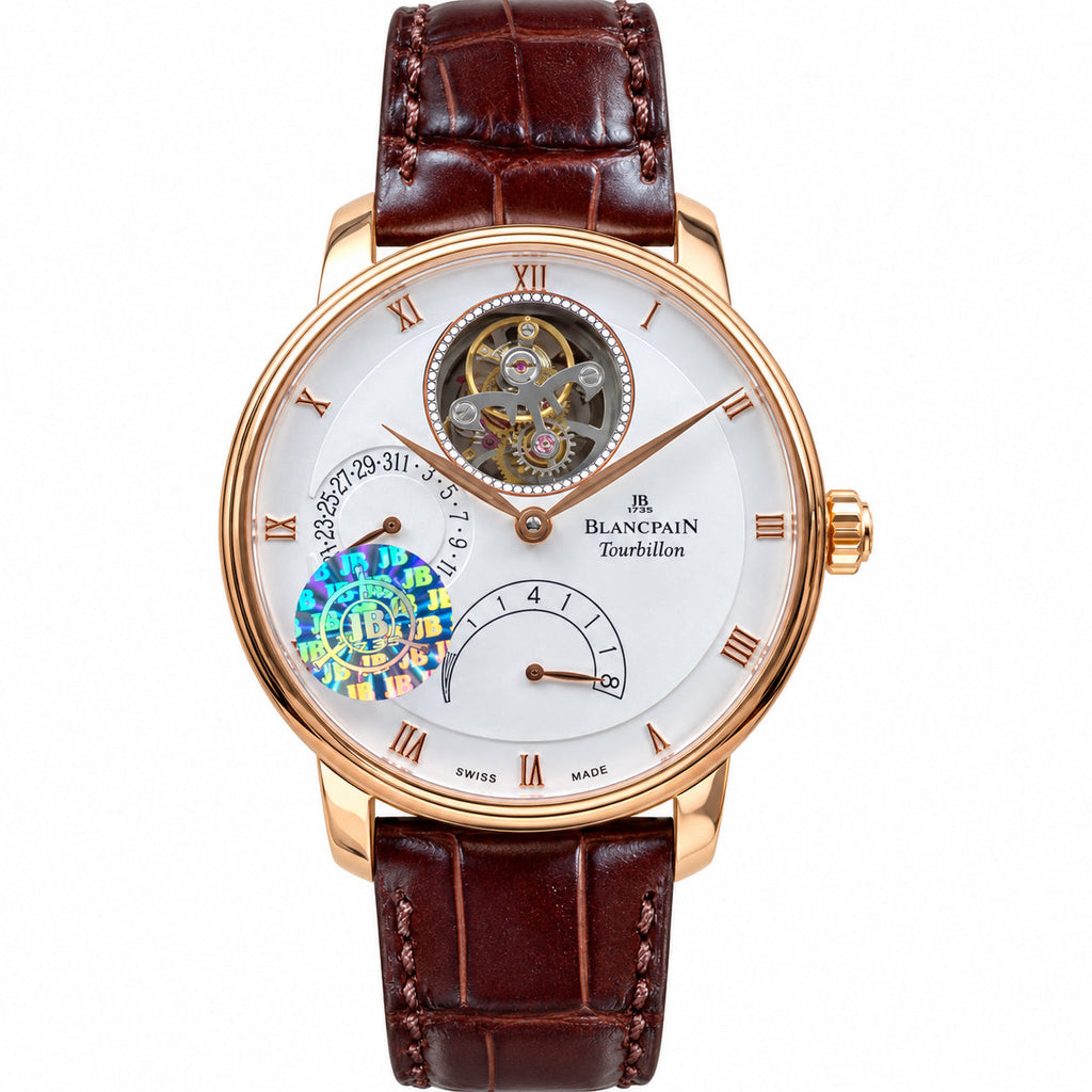 Blancpain Villeret Tourbillon rose gold white enamel dial power reserve alligator strap