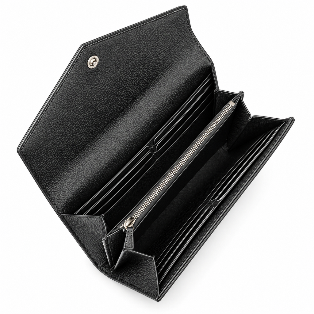 YSL Saint Laurent Monogram Large Flap Wallet Black