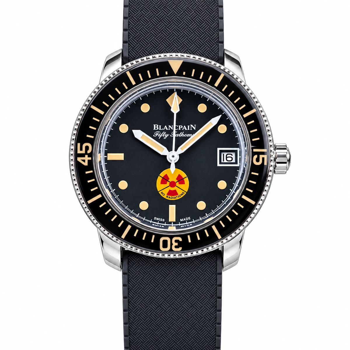 Blancpain Fifty Fathoms No Rad – Black Dial Gold Indices Swiss Automatic Dive Watch