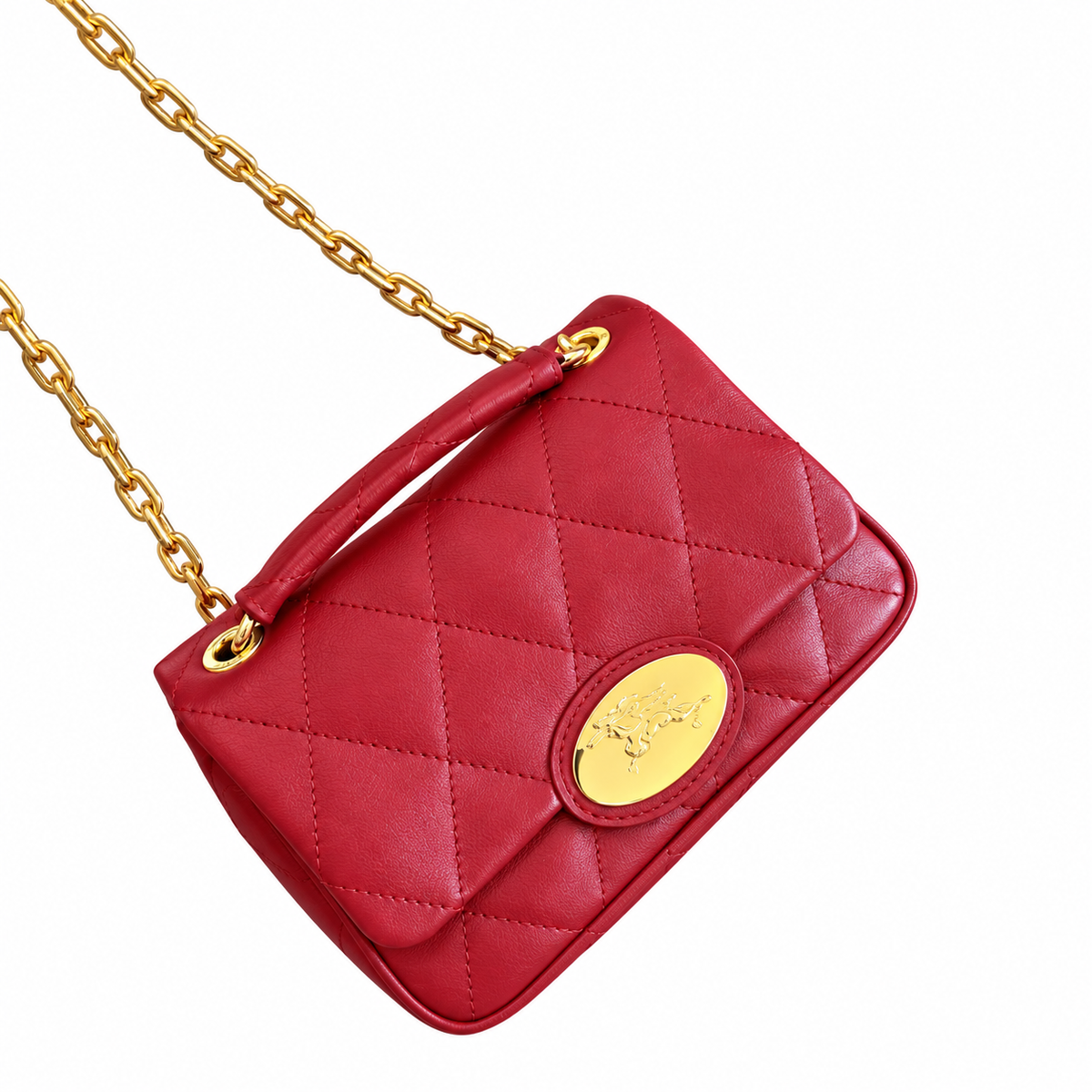 Burberry Crimson Elegance Quilted Chain Bag