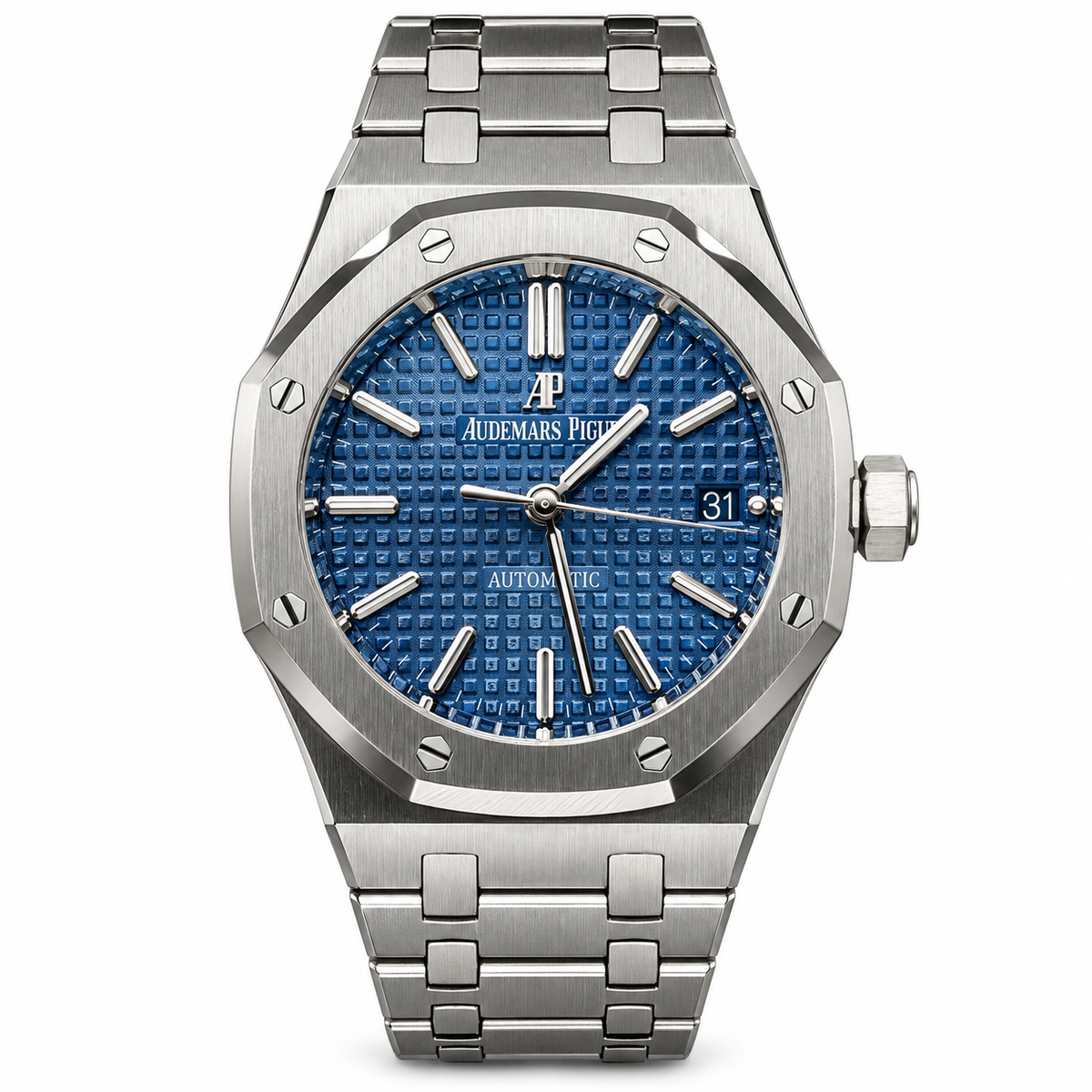 Audemars Piguet Royal Oak Automatic Blue Petite Tapisserie Dial Stainless Steel Bracelet