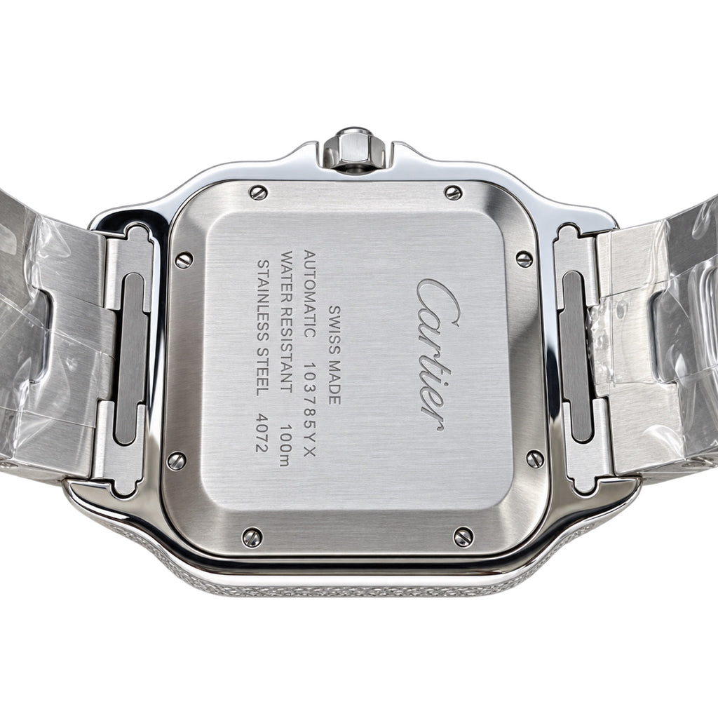 Cartier Santos de Cartier — Full Diamond Pavé & AMG Custom Steel Bracelet Watch