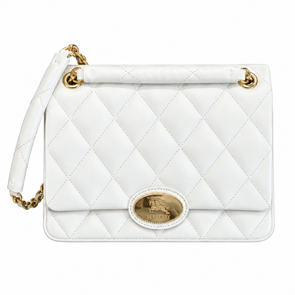 Burberry Ivory Grace Compact Quilted Chain Bag
