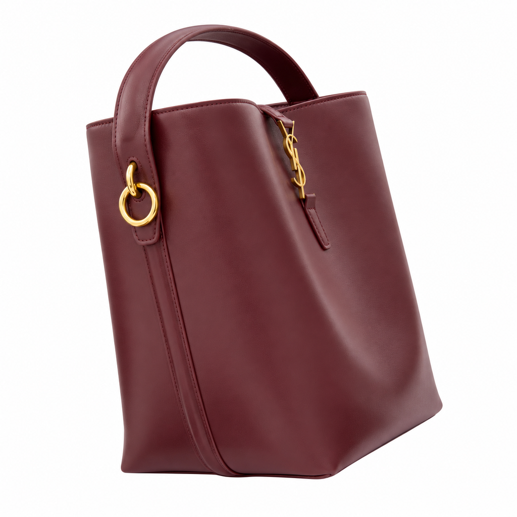 YSL Saint Laurent Le 37 Bucket Bag in Burgundy Smooth Leather