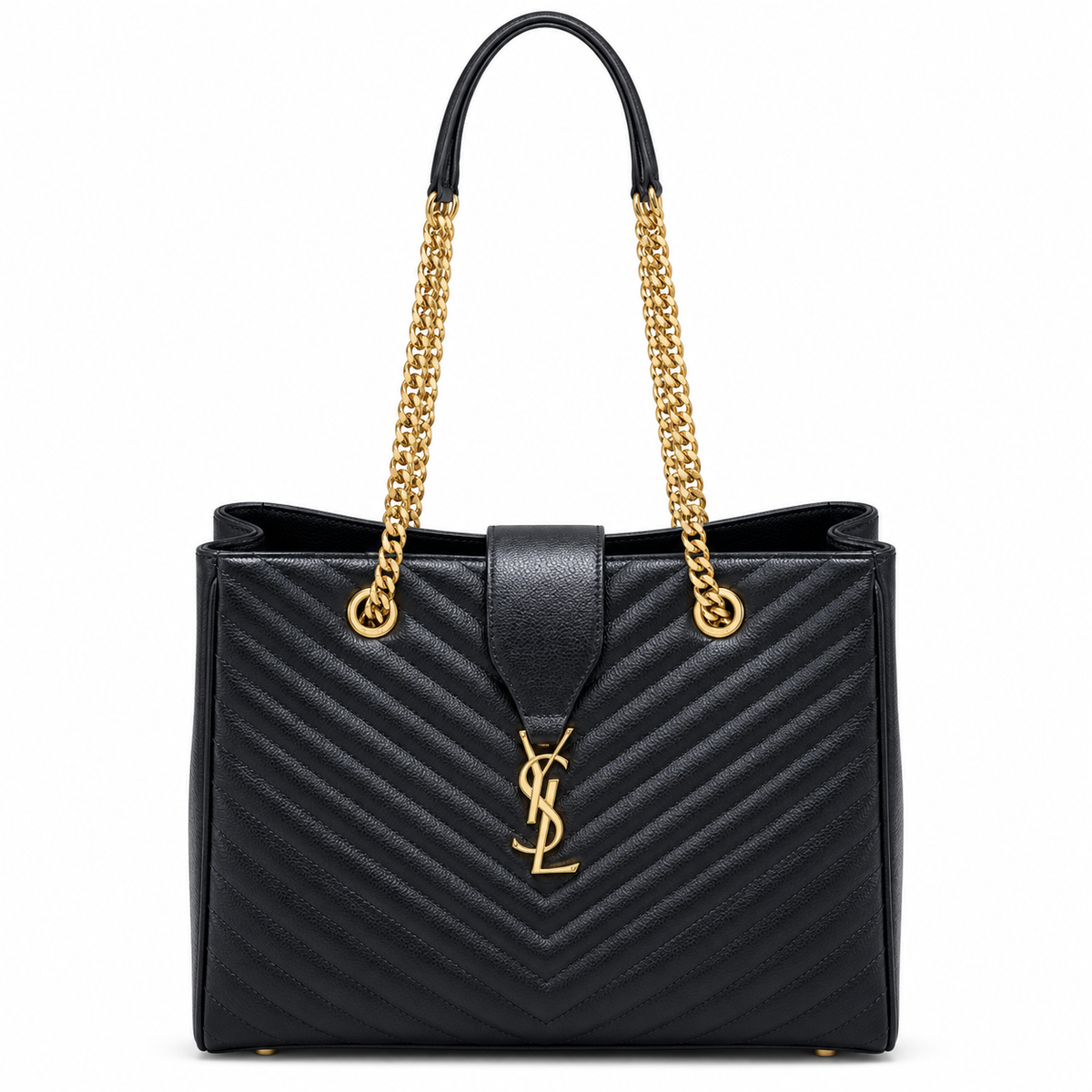 YSL Cassandre Matelassé Tote Bag Black Chevron Quilted Leather Saint Laurent