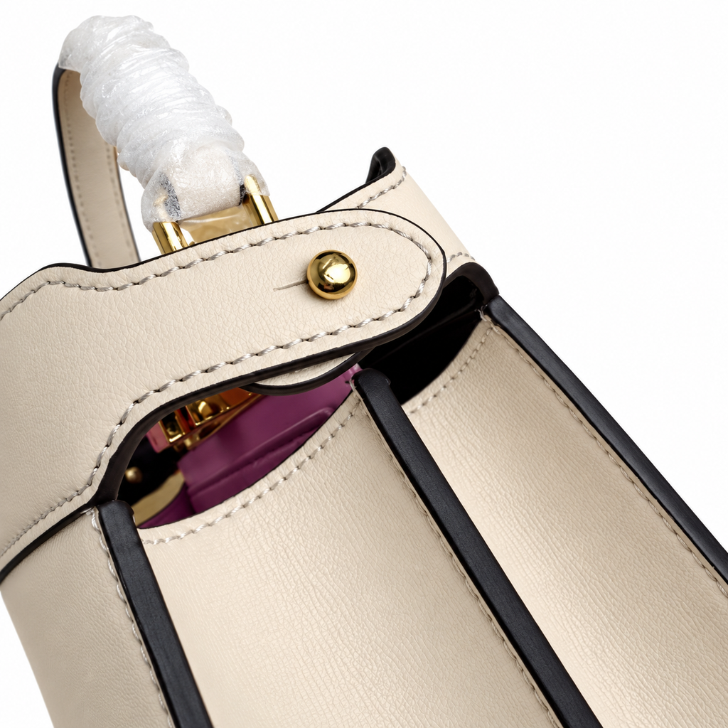 Fendi Peekaboo ISeeU Mini – Ivory Calfskin & Purple Suede Interior