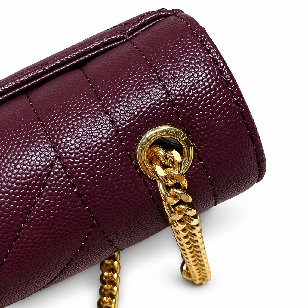 Saint Laurent Envelope Medium Chain Bag in Bordeaux