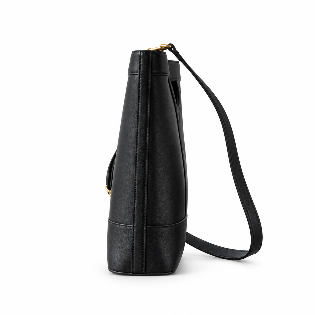 YSL Saint Laurent Cassandre Bucket Bag in Black Smooth Leather