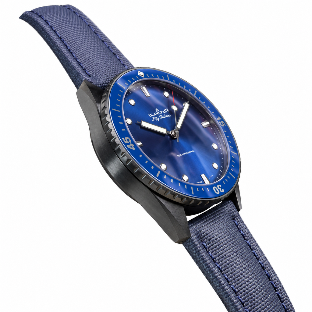 Blancpain Fifty Fathoms Bathyscaphe – Ocean Commitment Blue DLC Ceramic Bezel Swiss Automatic