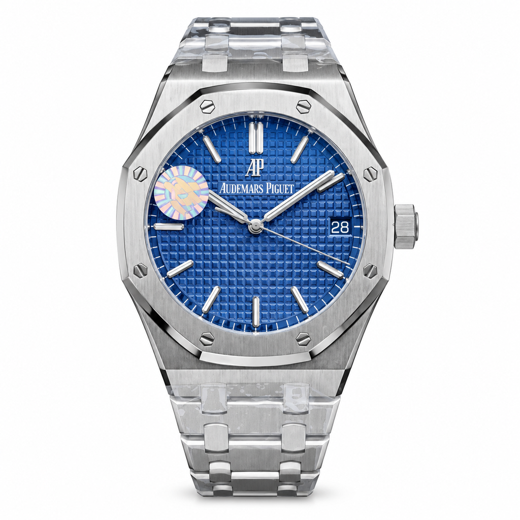 Audemars Piguet Royal Oak Automatic Blue Petite Tapisserie Dial Stainless Steel Integrated Bracelet