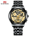 NAVIFORCE Men's Skeleton Chronograph – Gold Black Dial Steel