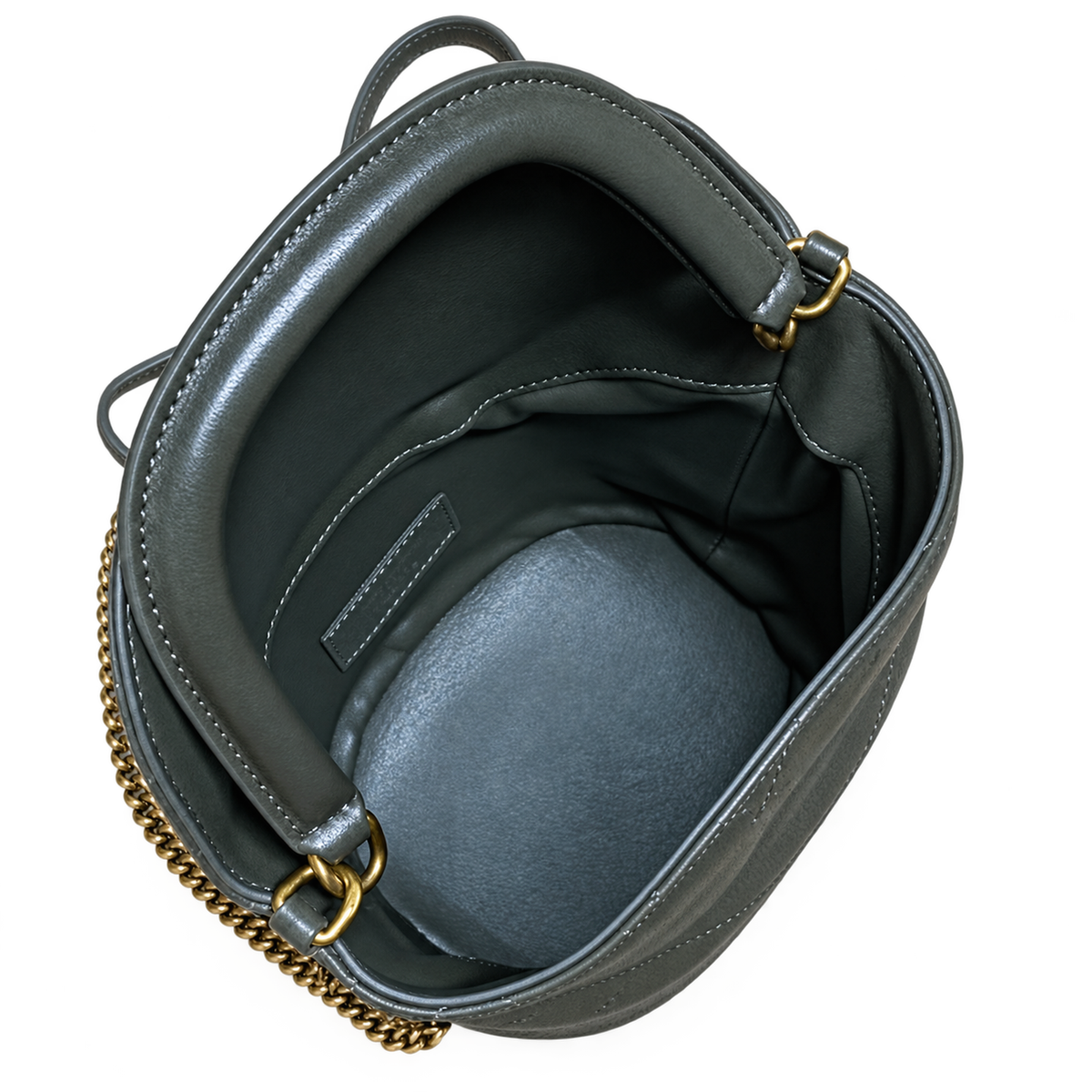 YSL Saint Laurent Gaby Bucket Bag in Khaki Quilted Leather